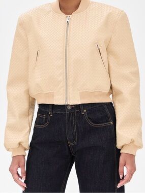 Lioness Cream Textured Bomber Jacket